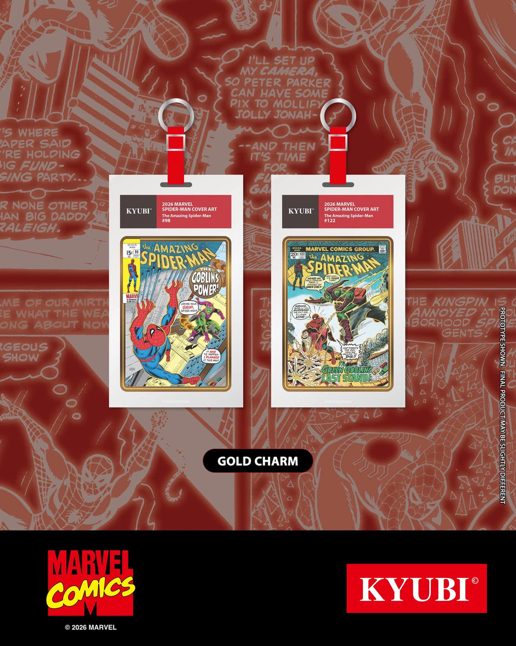 KYUBI S13 Marvel the AMAZING SPIDER-MAN Metal Card Charm Single Sealed Box (5 packs)