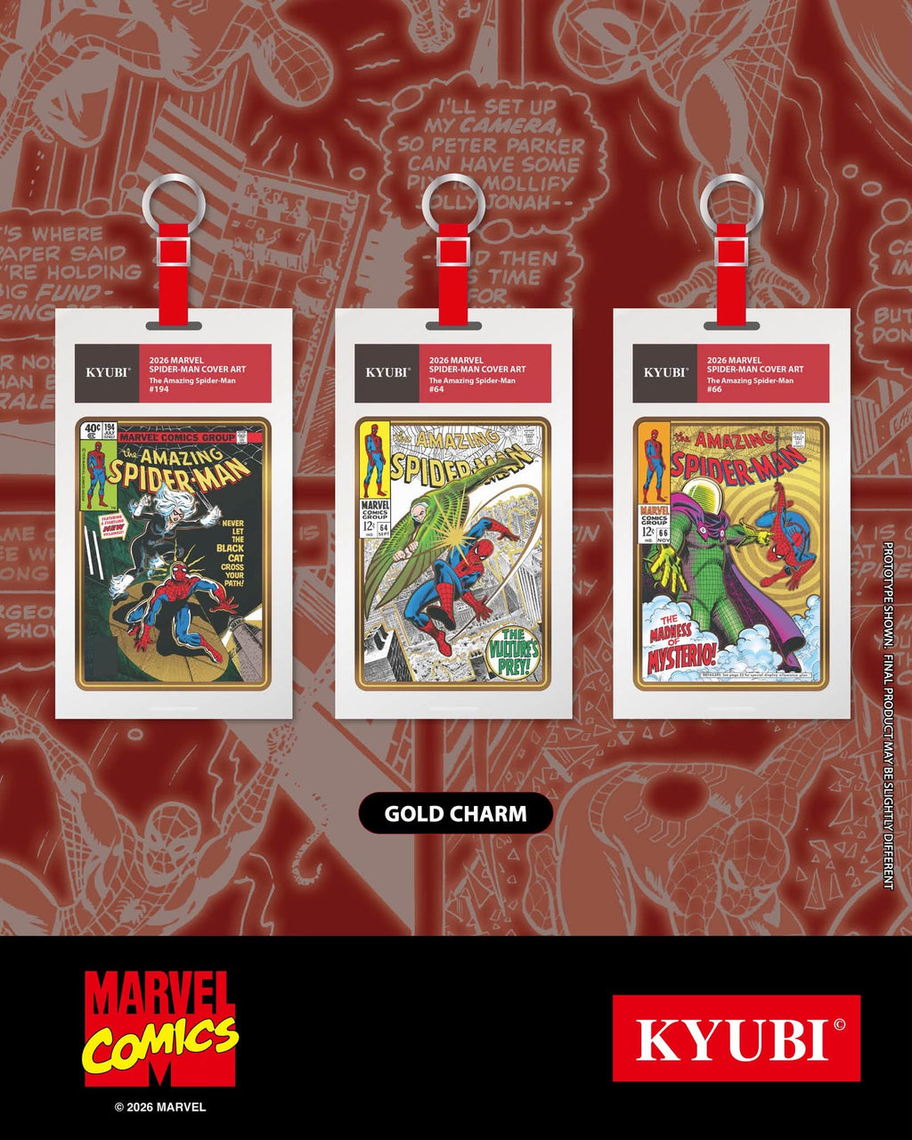 KYUBI S13 Marvel the AMAZING SPIDER-MAN Metal Card Charm Single Sealed Box (5 packs)