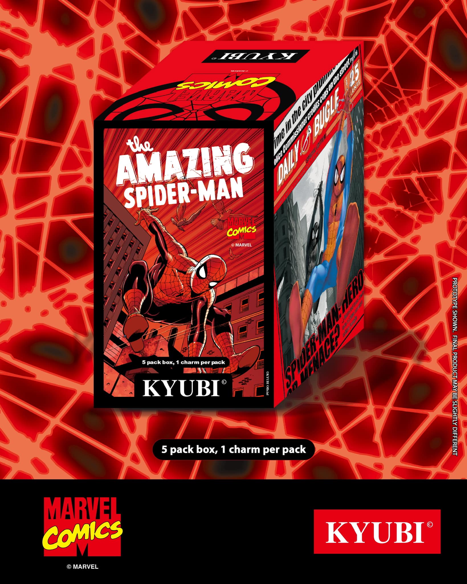 KYUBI Marvel the AMAZING SPIDER-MAN Metal Card Charm Single Sealed Box (5 packs)