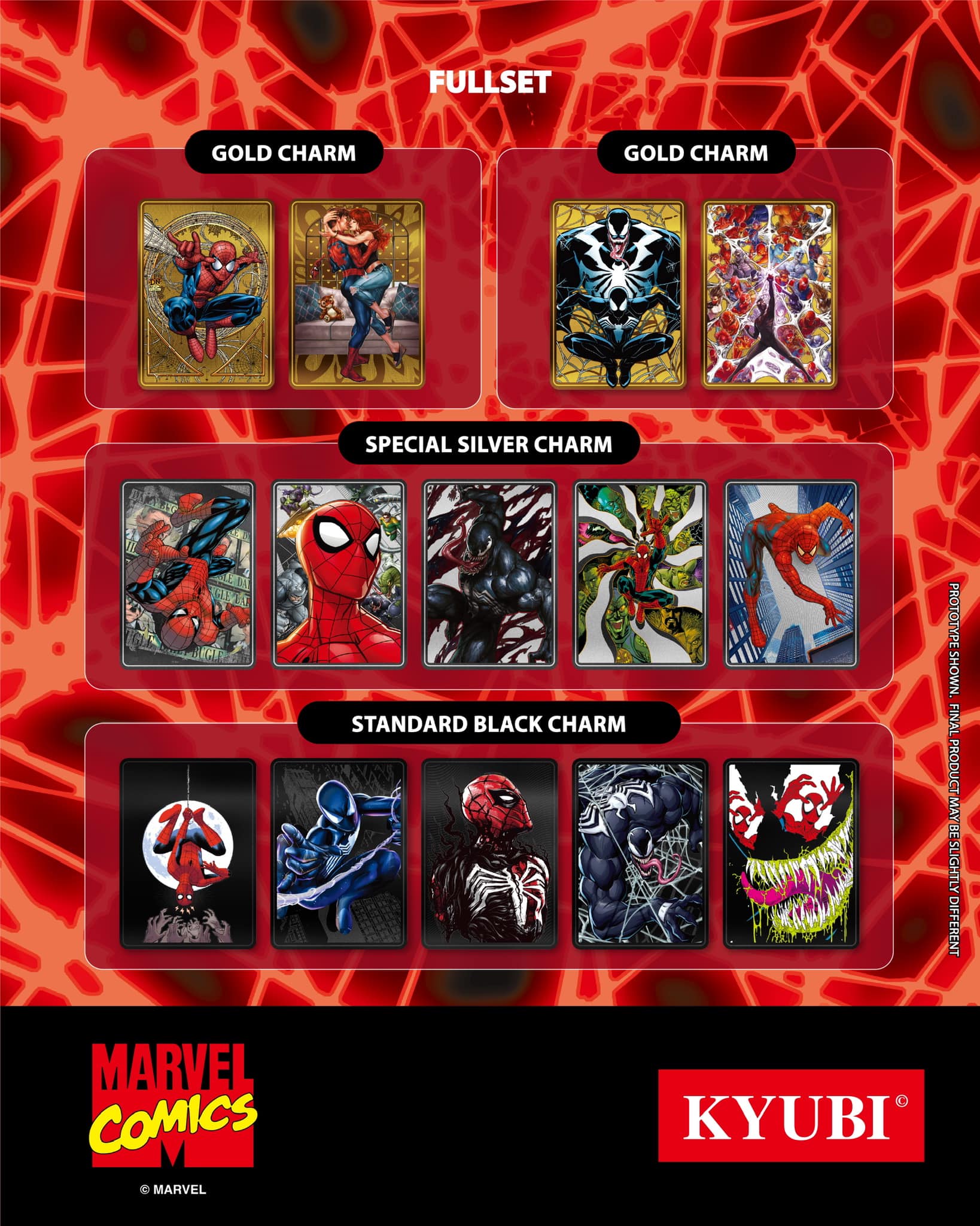 KYUBI Marvel the AMAZING SPIDER-MAN Metal Card Charm Single Sealed Box (5 packs)